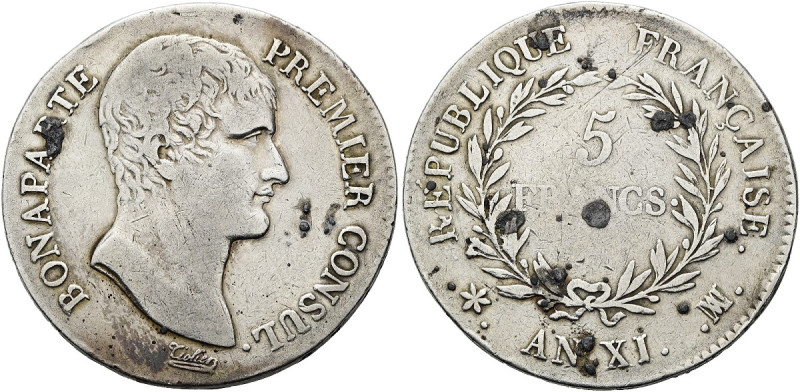 FRANKREICH. Konsulat, Bonaparte "Premier Consul", 1799 - 1804. 5 Francs (24.64g)...