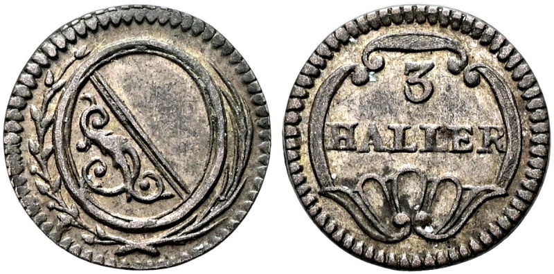 SCHWEIZ. ZÜRICH Rappen zu 3 Hallern (0.45g). o.J. (1827-1841), Zürich. Wappenova...