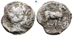 Kings of Macedon. Uncertain mint. Pausanias 395-393 BC. Fourrée Stater