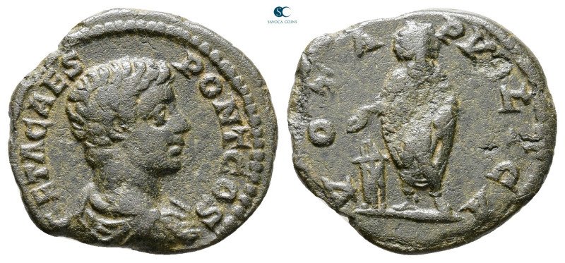 Geta AD 198-211. Rome
Limes Denarius Æ

18 mm, 1,87 g



Very Fine