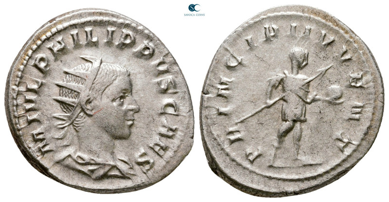 Philip II, as Caesar AD 244-246. Rome
Antoninianus AR

23 mm, 5,32 g



V...