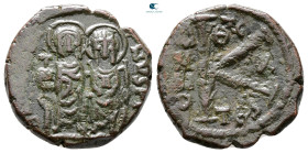 Justin II and Sophia AD 565-578. Thessalonica. Half Follis or 20 Nummi Æ