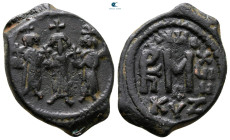 Heraclius, with Martina and Heraclius Constantine AD 610-641. Cyzicus. Follis or 40 Nummi Æ