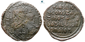 Basil I the Macedonian, with Constantine AD 867-886. Constantinople. Follis Æ