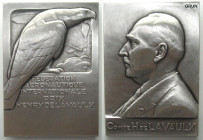 Henry de La Vaulx prize medal by the Fédération Aéronautique Internationale, 1933, silvered bronze, 53x74mm.