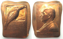 Henry de La Vaulx prize medal by the Fédération Aéronautique Internationale, 1933, PATTERN in bronze, 72 x89mm.