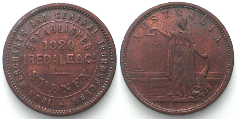 AUSTRALIA. Penny Token 1820, IREDALE & Co., Sydney, copper, VF. KM# Tn135.