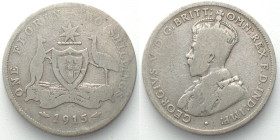 AUSTRALIA. Florin 1915, George V, silver, KEY DATE! F