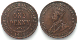 AUSTRALIA. Penny 1918 I, George V, silver, SCARCE DATE! XF-