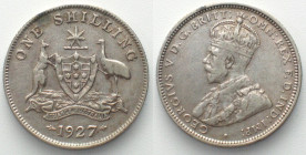 AUSTRALIA. Shilling 1927, George V, silver, KEY DATE! XF