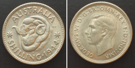 AUSTRALIA. Shilling 1944, George VI, silver, UNC!