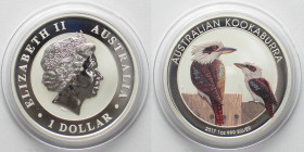 AUSTRALIAN KOOKABURRA. 1 Dollar 2017, WMF, silver, 1 oz, COLORED