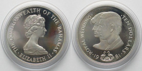 BAHAMAS 10 Dollars 1981 WEDDING of CHARLES & DIANA silver Proof