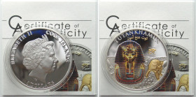 COOK ISLANDS. 5 Dollars 2012, Tutankhamun, HISTORY OF EGYPT, silver, Proof, colored, partially gilt, RARE!