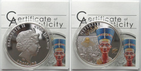 COOK ISLANDS. 5 Dollars 2013, Nefertiti, HISTORY OF EGYPT, silver, Proof, colored, partially gilt, RARE!