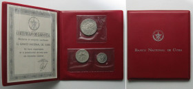 CUBA. Official Nationalö Bank Set, 40, 20, 10 Centavos 1952, 50TH ANNIVERSARY OF THE REPUBLIC, silver, SCARCE!
