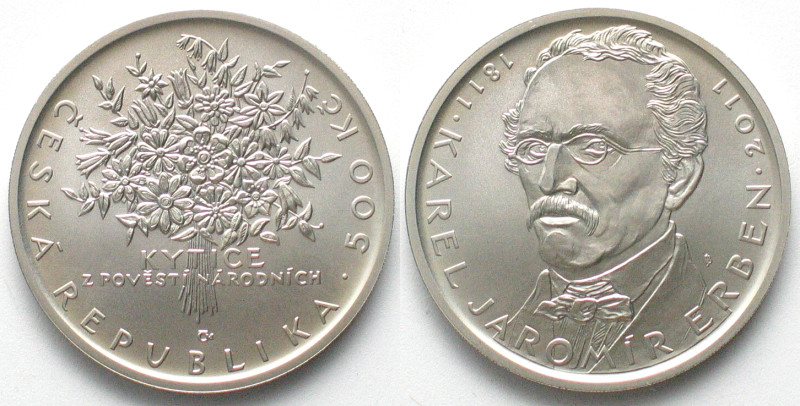 CZECH REPUBLIC. 500 Korun 2011, Karel Jaromir Erben, silver, BU. KM# 123.