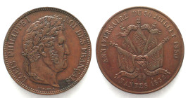 FRANCE. Module 5 Francs 1832 Nantes, LOUIS PHILIPPE I, bronze, AU