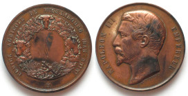 FRANCE. Alsace, Wissembourg, Medaille ND (1860), Agricultural Show, Napoleon III, copper,  51mm, scarce!