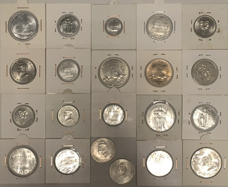 FRENCH POLYNESIA. 21 coins 1965-1977, UNC