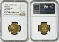 BAVARIA 20 Mark 1872 D LUDWIG II gold UNC, Prooflike specimen!