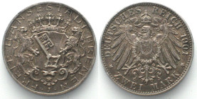BREMEN. 2 Mark 1904, silver, AU