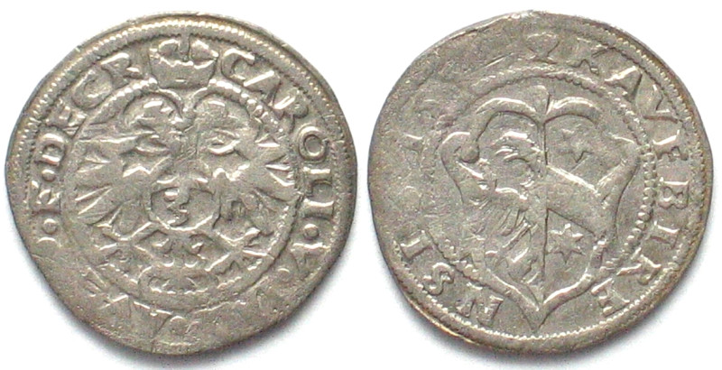 KAUFBEUREN. Groschen (3 Kreuzer) 1554, silver, XF