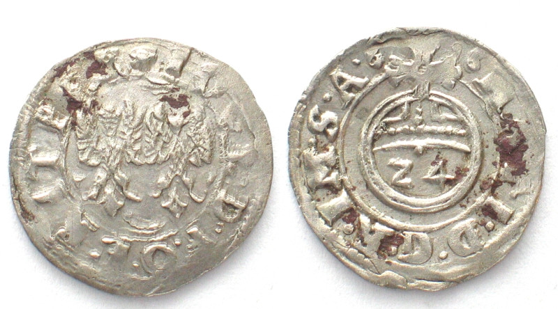 RIETBERG. 1/24 Thaler 1616, SABINA KATHARINA & JOHANN III, silver, AU/UNC! KM # ...