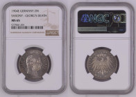 SAXONY. Albertine, 2 Mark 1904 E, Death of the King GEORG, silver, NGC MS 65