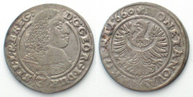 SILESIA-LIEGNITZ-BRIEG. 3 Kreuzer 1660, GEORG III, silver, XF