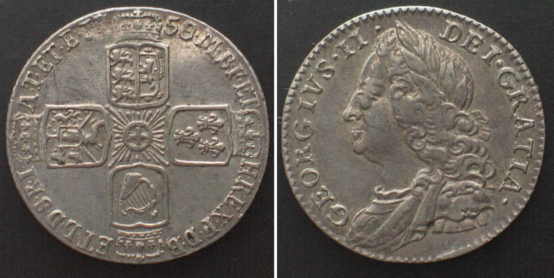 GREAT BRITAIN Sixpence 1758 GEORGE II silver XF! KM 582.2, Seaby 3711