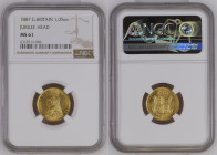 GREAT BRITAIN. 1/2 Sovereign 1887, VICTORIA, gold NGC MS 61