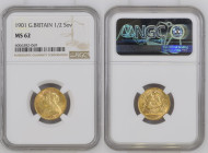 GREAT BRITAIN. 1/2 Sovereign 1901, VICTORIA, gold NGC MS 62