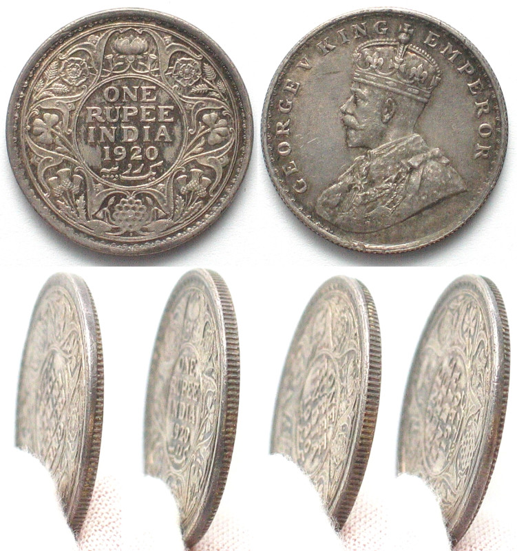 INDIA-BRITISH. Mint error - 1 Rupee 1920 (b), Bombay mint, George V, silver, UNC...