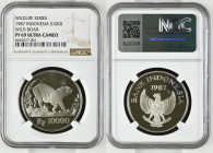 INDONESIA 10000 Rupiah 1987 Babirusa Wild pig WWF silver, NGC PF 69 ULTRA CAMEO