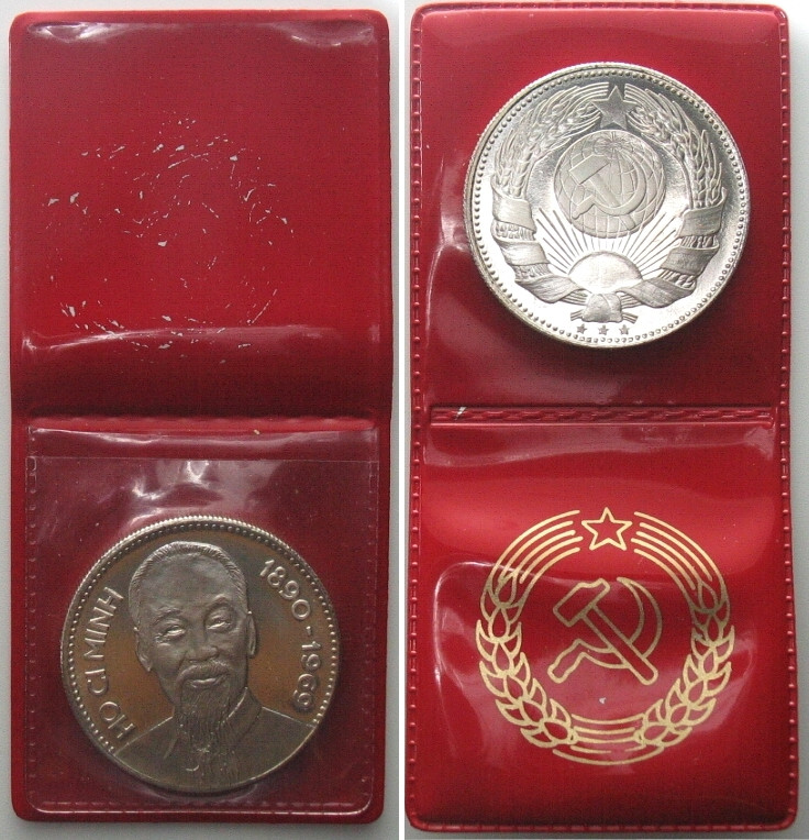 ITALY. 1970s COMMUNIST SERIES Medal HO CI MINH silvered bronze, 36mm, with origi...