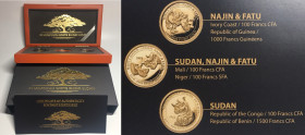 IN MEMORIAM WHITE RHINO SUDAN, Set of 3 African gold coins 2018