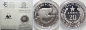 MADAGASCAR 20 Ariary 1988 Ruffed Lemur WWF silver Proof