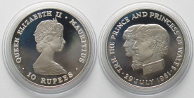 MAURITIUS 10 Rupees 1981 WEDDING of CHARLES & DIANA silver Proof