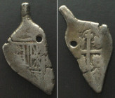 MEXICO. Cob 2 Reales ND (1607-99) Date off flan, cabo de barra, odd shape!