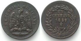MEXICO. 1 Centavo 1889 Mo, copper, XF!