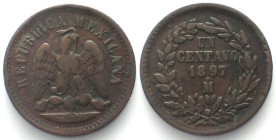 MEXICO. 1 Centavo 1897 Mo, copper, XF!