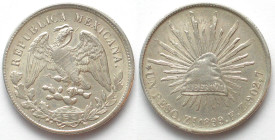 MEXICO. 8 Reales 1899 FZ Zs, ZACATECAS, silver, AU!