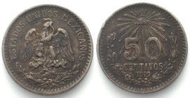 MEXICO. 50 Centavos 1919 M, silver, XF