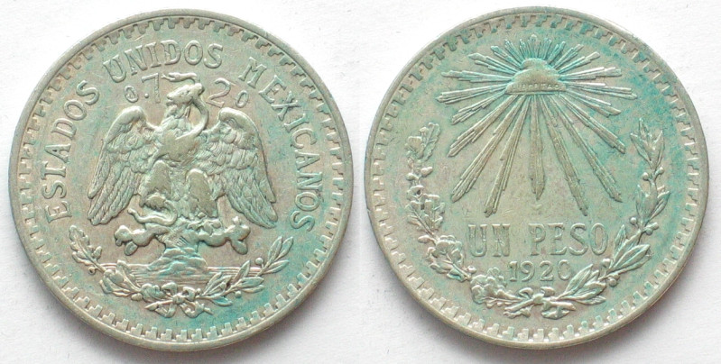 MEXICO. Peso 1920, silver, XF. KM # 455.