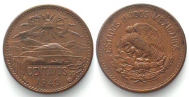MEXICO. 20 Centavos 1943, bronze, UNC!