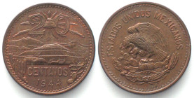 MEXICO. 20 Centavos 1944, bronze, UNC!