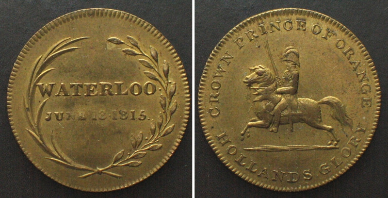 NETHERLANDS. Commemorative token, BATTLE OF WATERLOO 1815, brass, 24mm, UNC