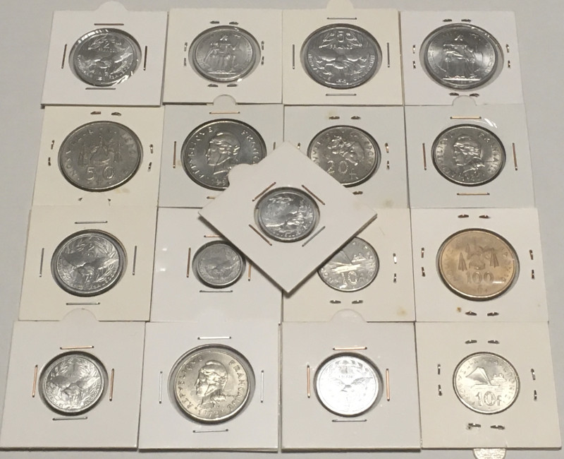 NEW CALEDONIA. 17 coins 1949-1991, mostly UNC