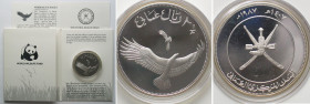 OMAN. 2-1/2 Omani Rial 1987, Verreaux's Eagle, WWF, silver, Proof